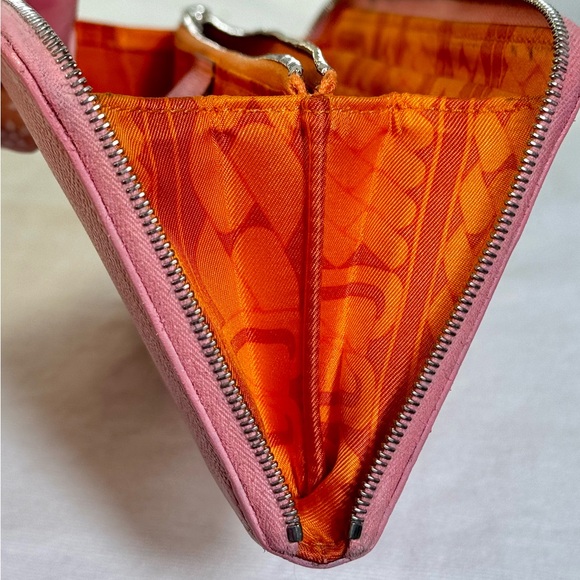 HERMES ‎ Zip Around Long Wallet Epsom pink with orange interior EUC - Picture 13 of 14